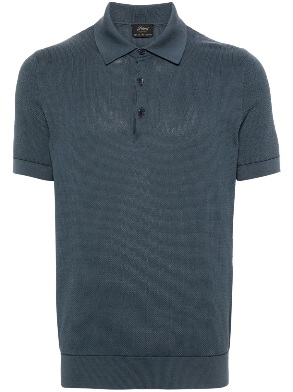 Shop Brioni Sea Island Piqué Polo Shirt In Blue