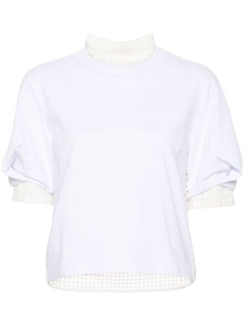 sacai open-knit panelled T-shirt