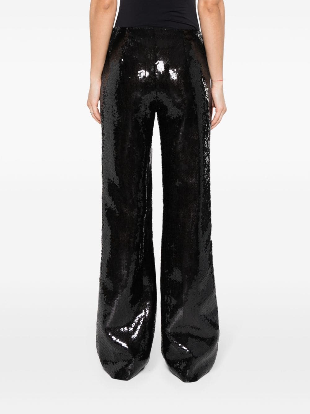 Shop Alberta Ferretti Sequin-embellished Trousers In Black