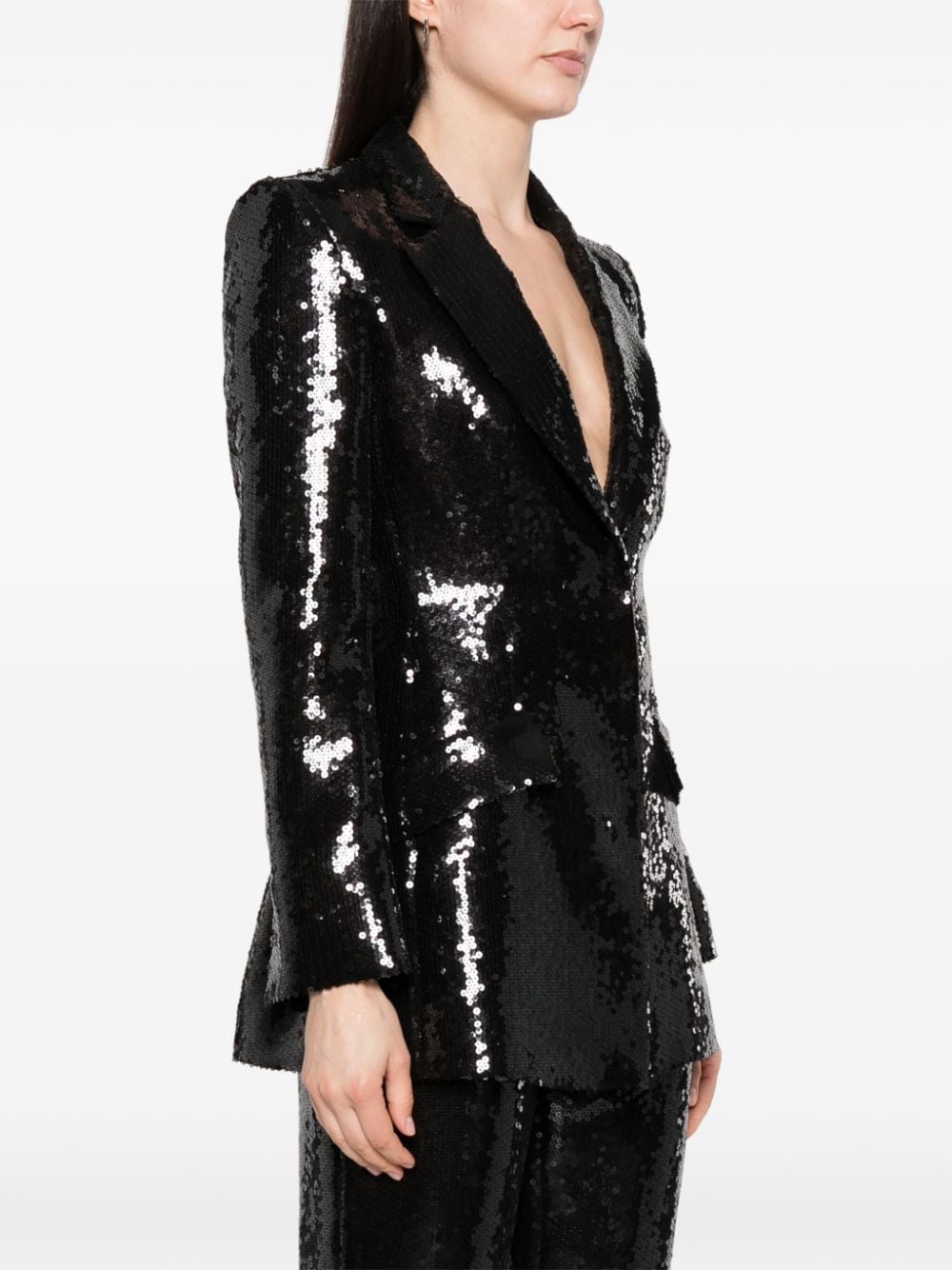 Shop Alberta Ferretti Sequin-embellished Blazer In Black