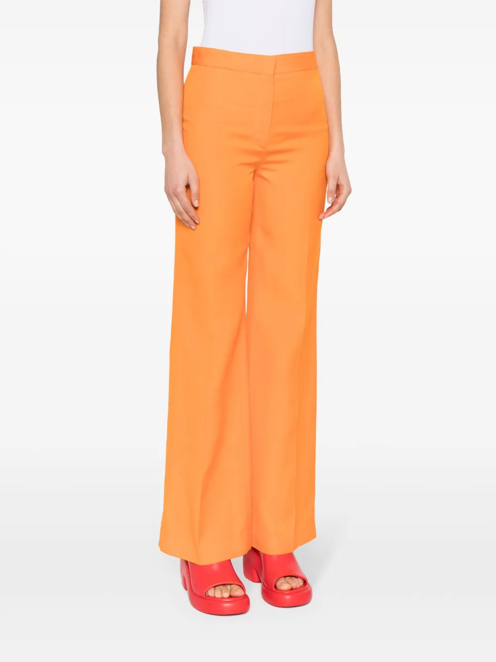 Shop Stella Mccartney Mid-rise Flared Trousers In Orange