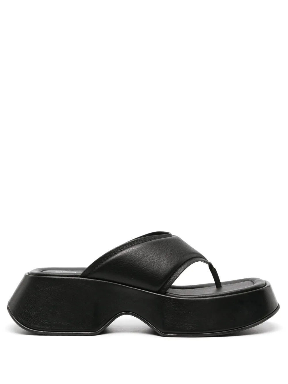 Vic Matie Leather Platform Flip Flops In Black