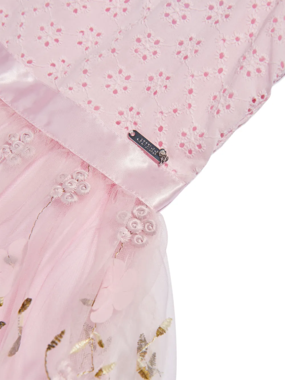 guess kids Jurk met geborduurde bloemen Roze