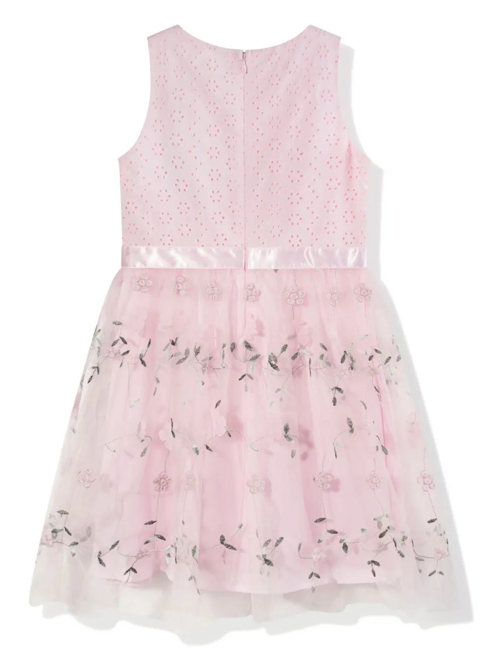 Shop Guess Floral-embroidery Tulle Dress In Pink