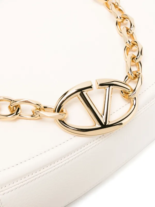 Valentino Garavani VLogo Moon Leather Tote Bag | White | FARFETCH