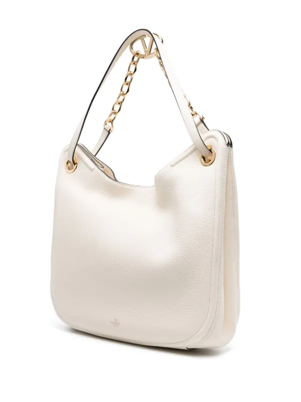 Valentino Garavani VLogo Moon Leather Tote Bag | White