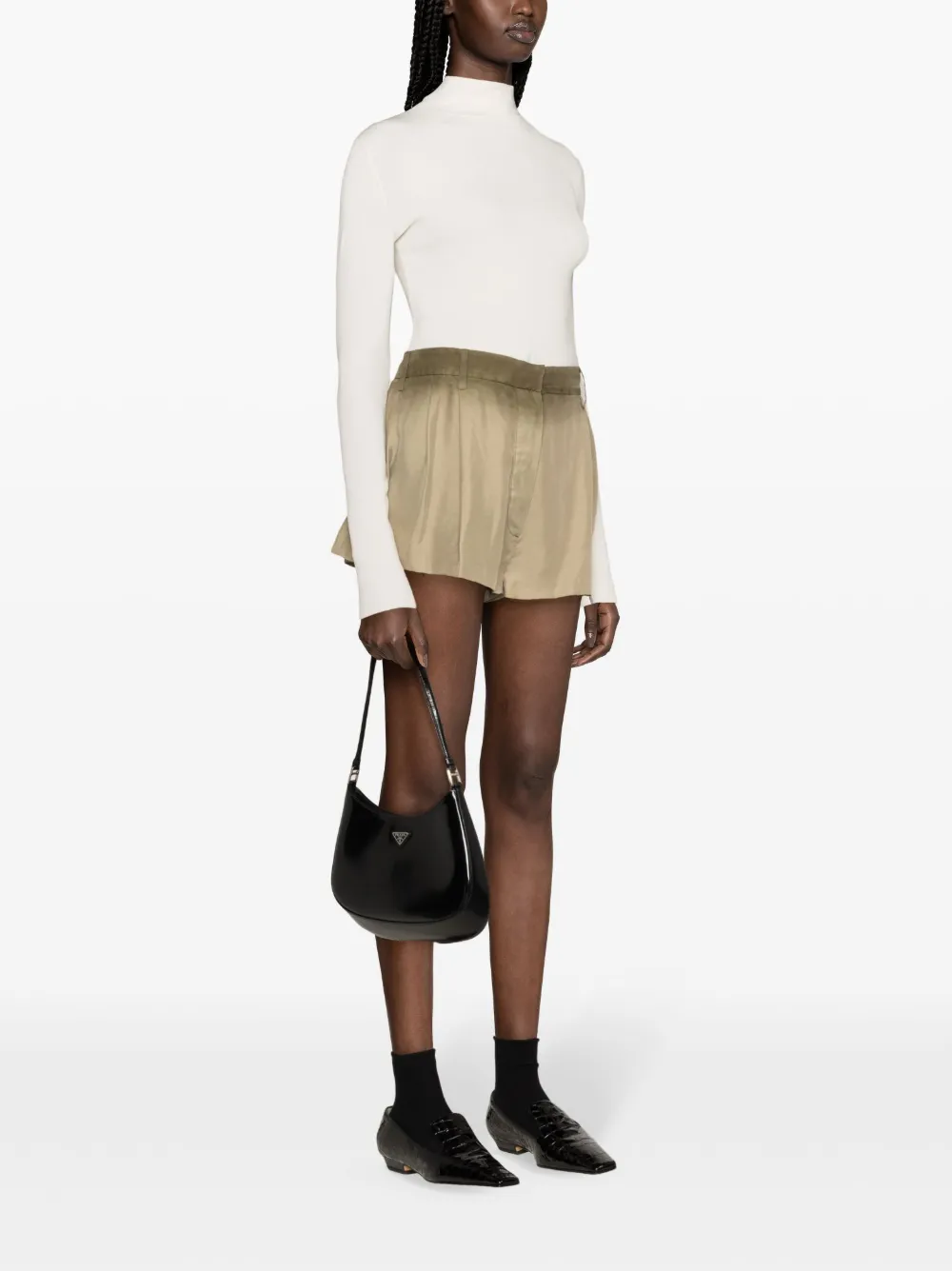 Prada Geplooide zijden shorts Beige