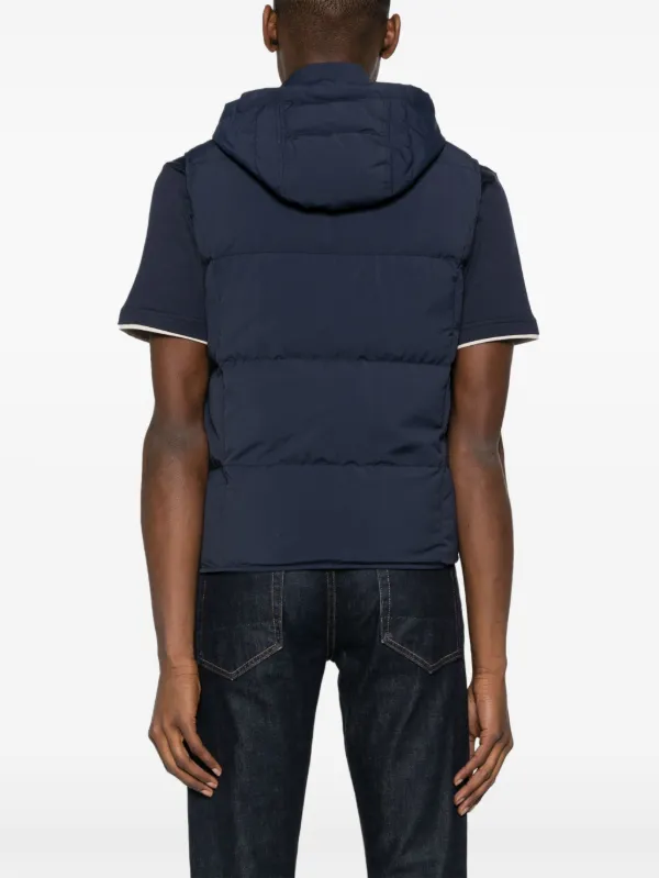 Eleventy Hooded Padded Gilet | Blue | FARFETCH JO