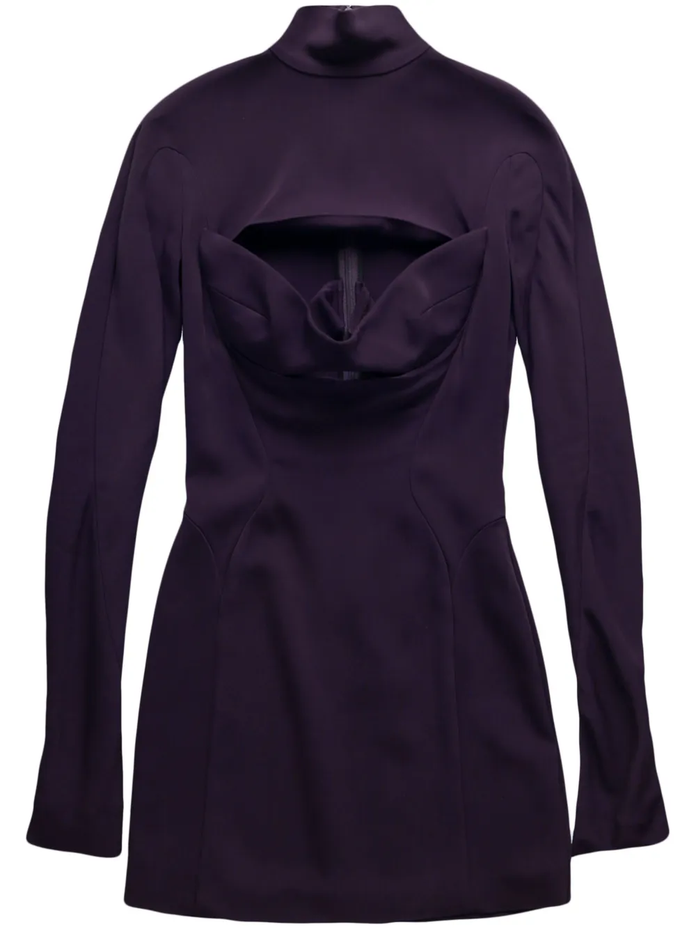 Mugler Slice Long-sleeve Minidress In Purple
