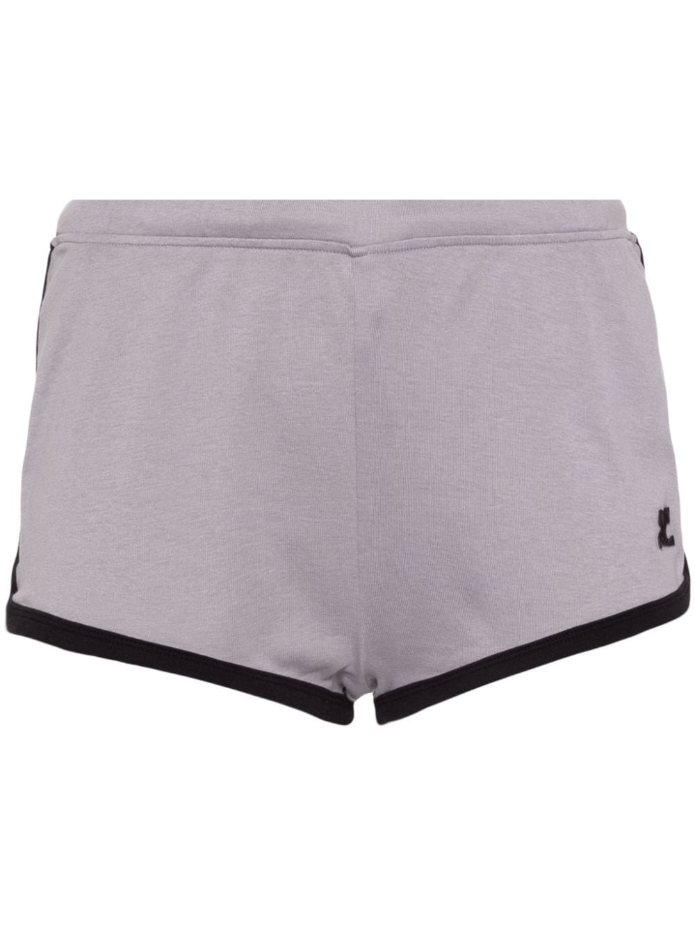 Shop Courrèges Contrast Cotton Mini Shorts In Grey