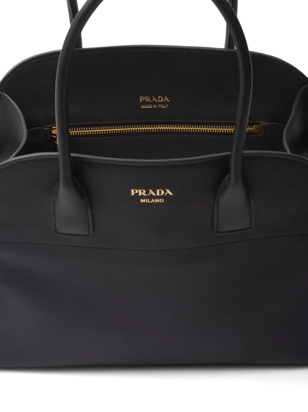 Shop Prada Medium Leather Tote Bag In Black