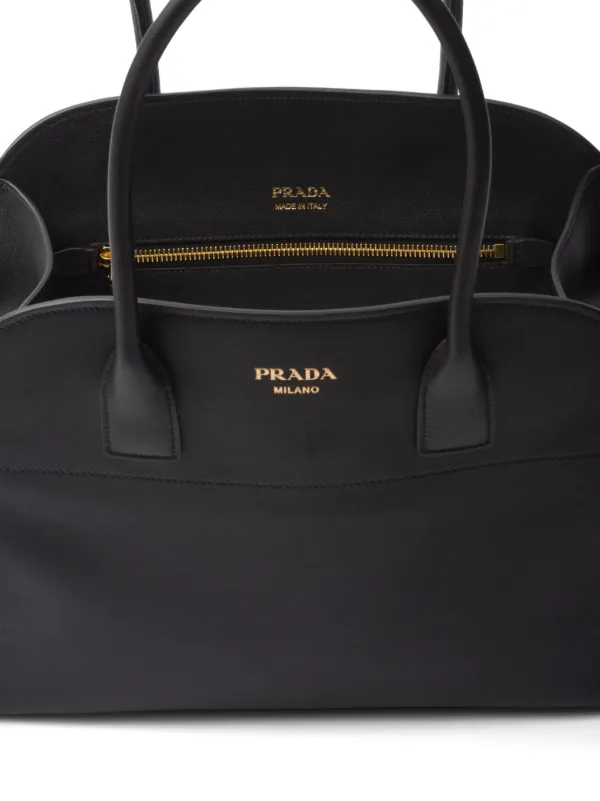 トートバッグ PRADA Black Leather Medium Shoulder Bag Prada Medium Leather Tote Bag | Black | FARFETCH