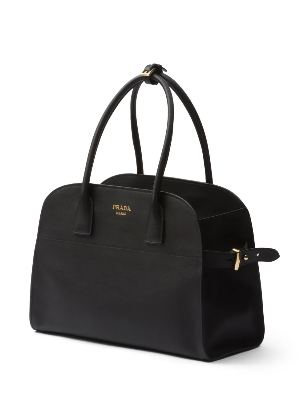 Shop Prada Medium Leather Tote Bag In Black