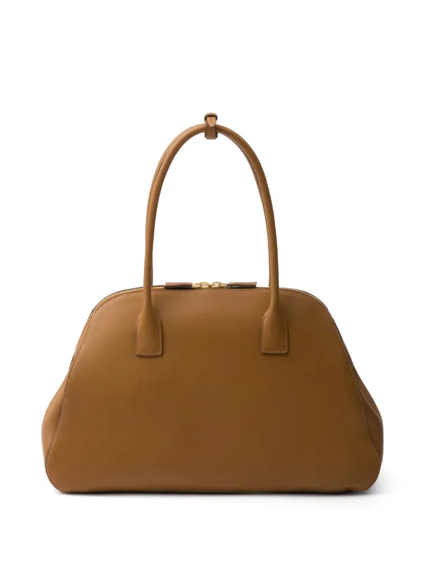 Prada Large Leather Tote Bag in Brown