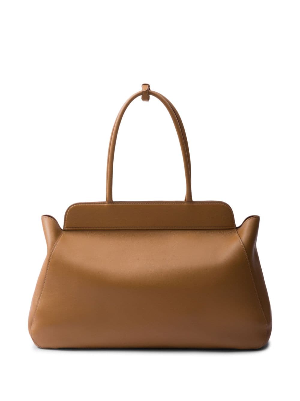 Shop Prada Large Leather Tote Bag In Brown