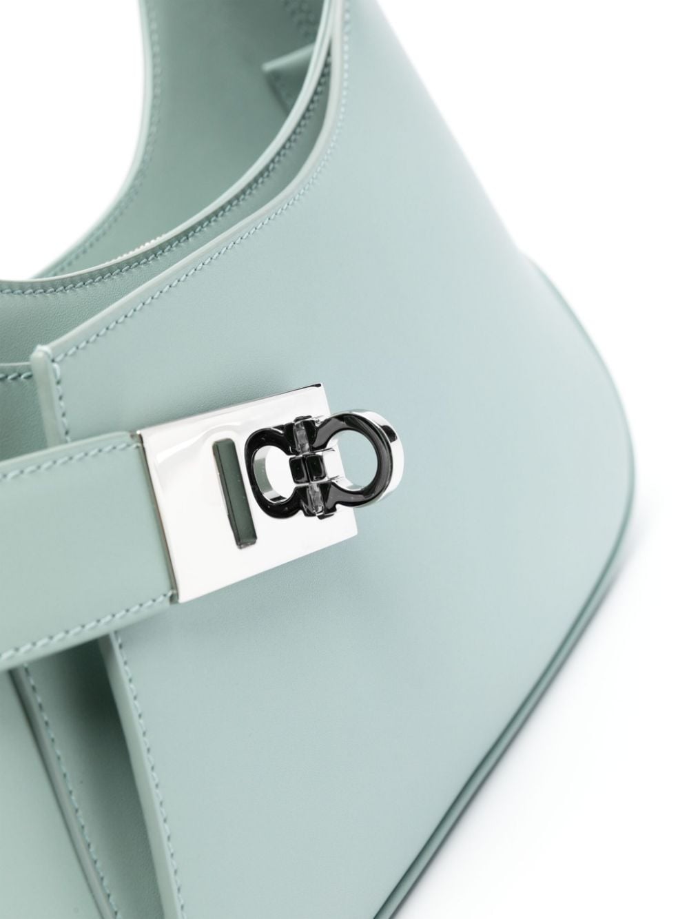 Shop Ferragamo Gancini-buckle Shoulder Bag In 绿色