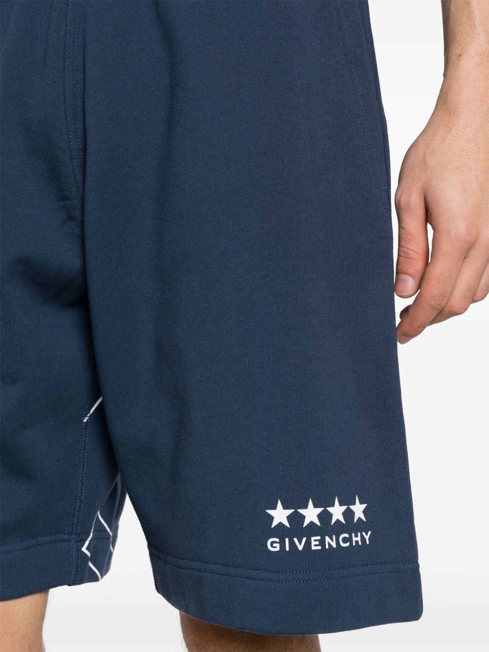 Shop Givenchy Logo-print Cotton Shorts In Blue