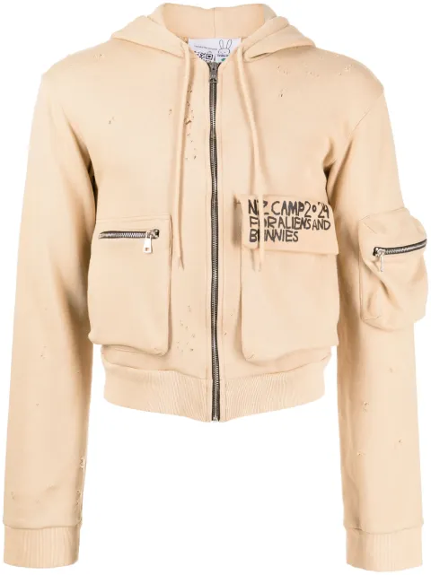 Natasha Zinko camp-slogan cargo-pocket hoodie