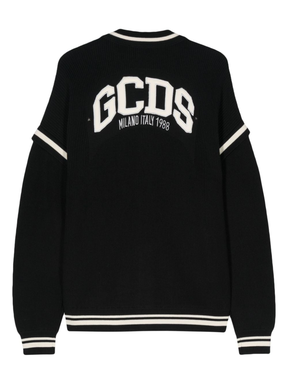 Shop Gcds Logo-embroidered Cotton Cardigan In Black