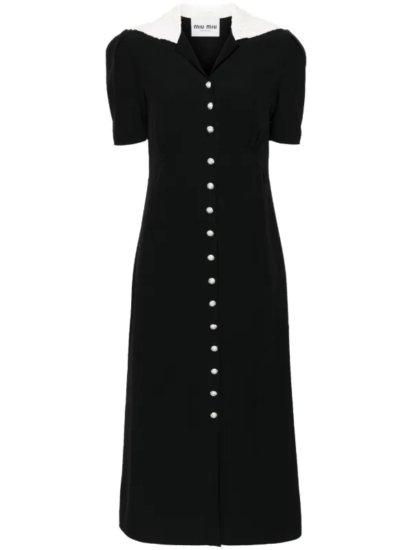 square neck floor length dress Mac Duggal - Blue Square Neck Crepe Polka Dot Fit and Flare Midi Dress main image 1