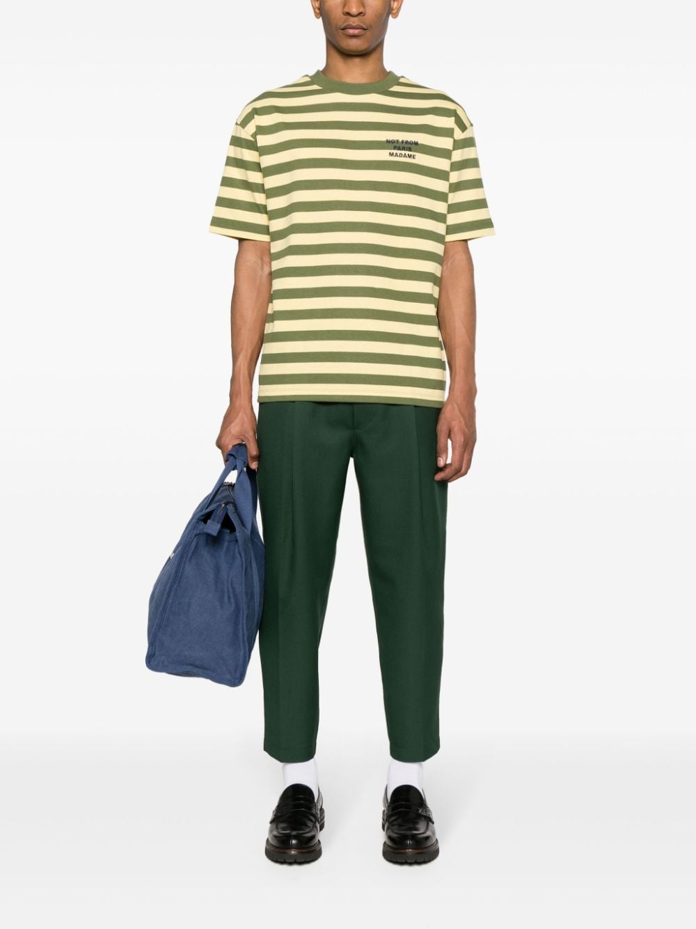 Shop Drôle De Monsieur Drawstring-waist Cropped Trousers In Green