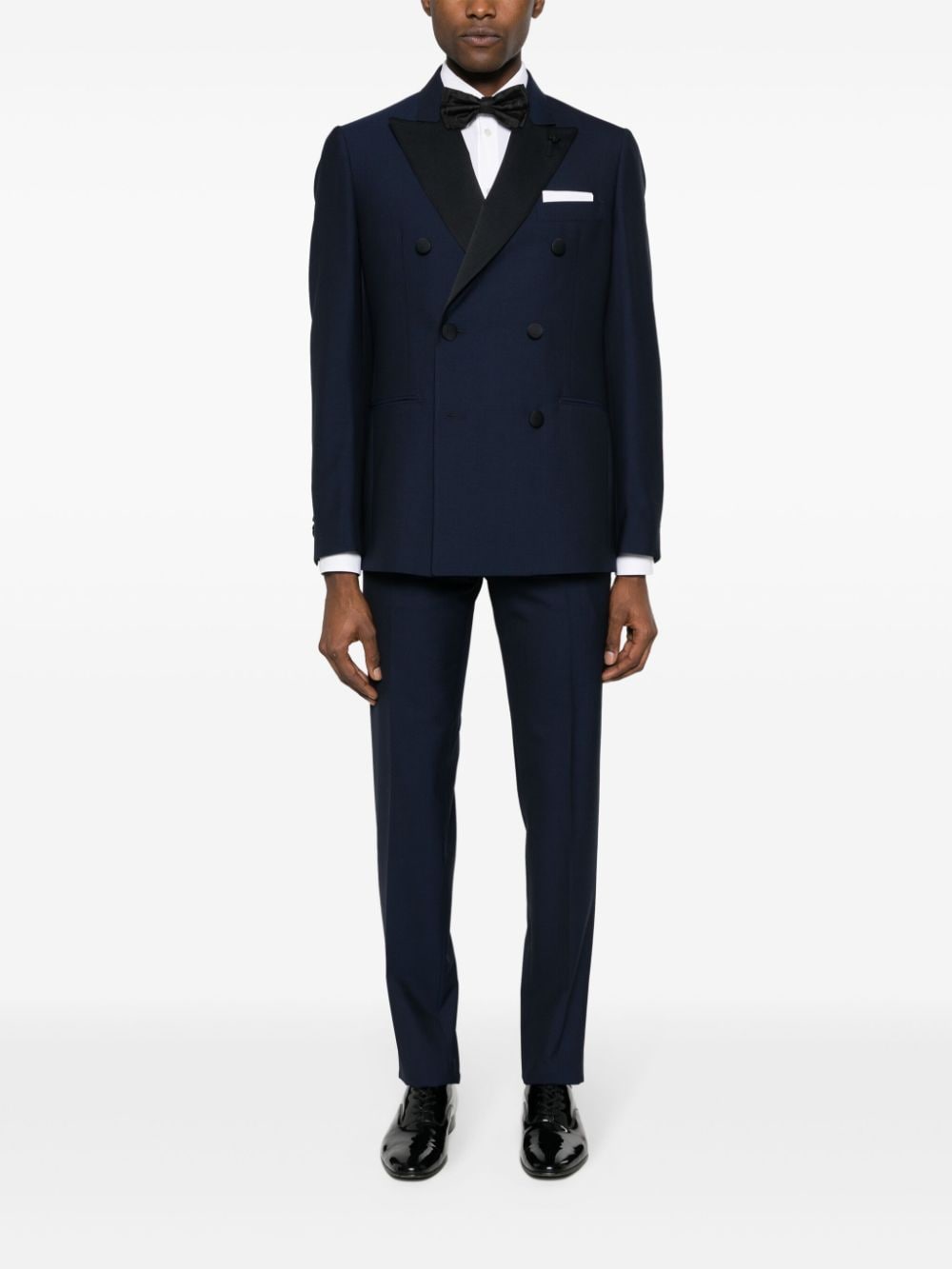 Shop Lardini Double-breasted Panelled Suit In Blue