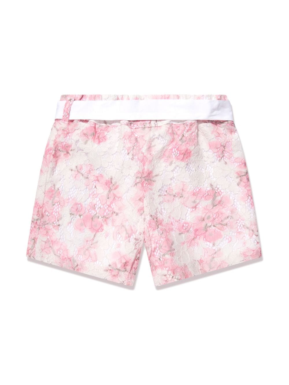 Shop Guess Floral-lace Belted Shorts In Pink