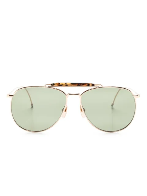 Thom Browne Eyewear tortoiseshell-detailed pilot-frame sunglasses