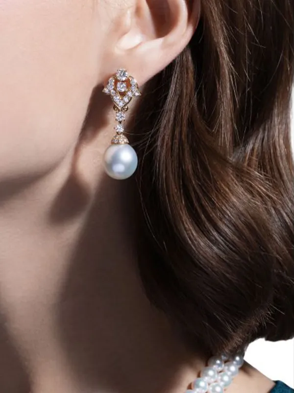 英国ブランド【Phase Eight】パールドロップ ピアス 関税込 Yoko London ダイヤモンド&パール ドロップピアス 18Kイエロー