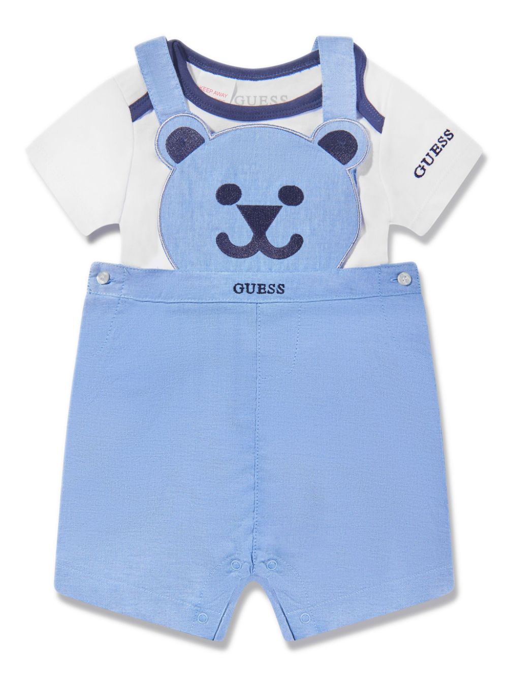 guess kids ensemble body-salopette bear - blanc