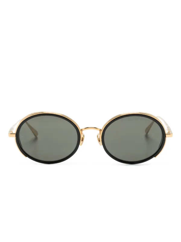 Linda Farrow Finn round frame Sunglasses Gold FARFETCH UK