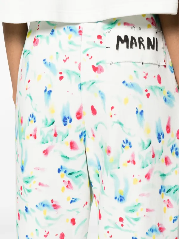Marni floral-print Cotton Track Pants | White | FARFETCH