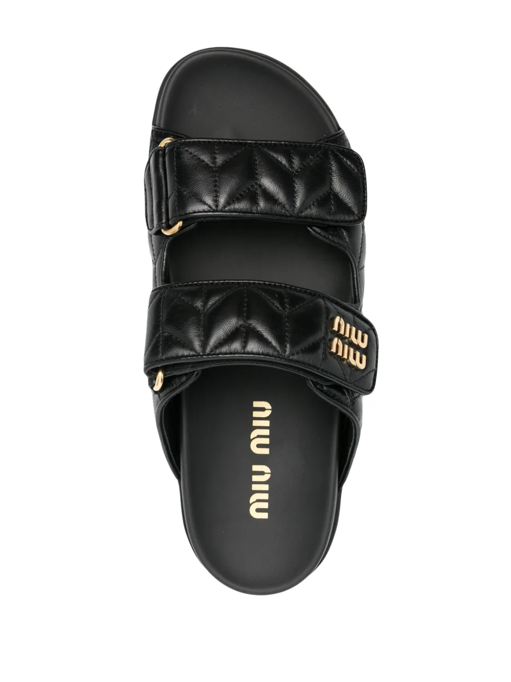 Miu matelassé leather sandals Black