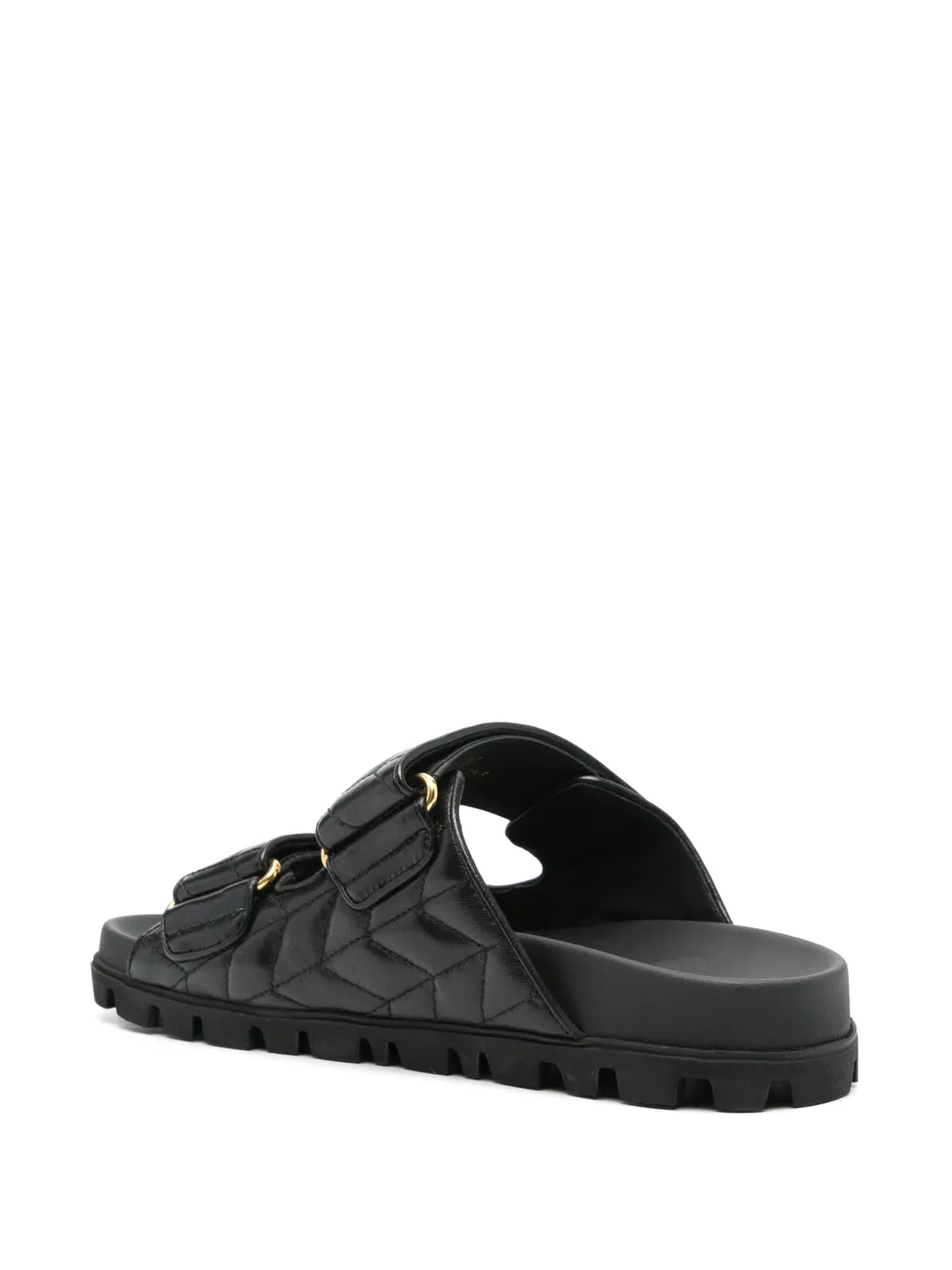 Miu matelassé leather sandals Black
