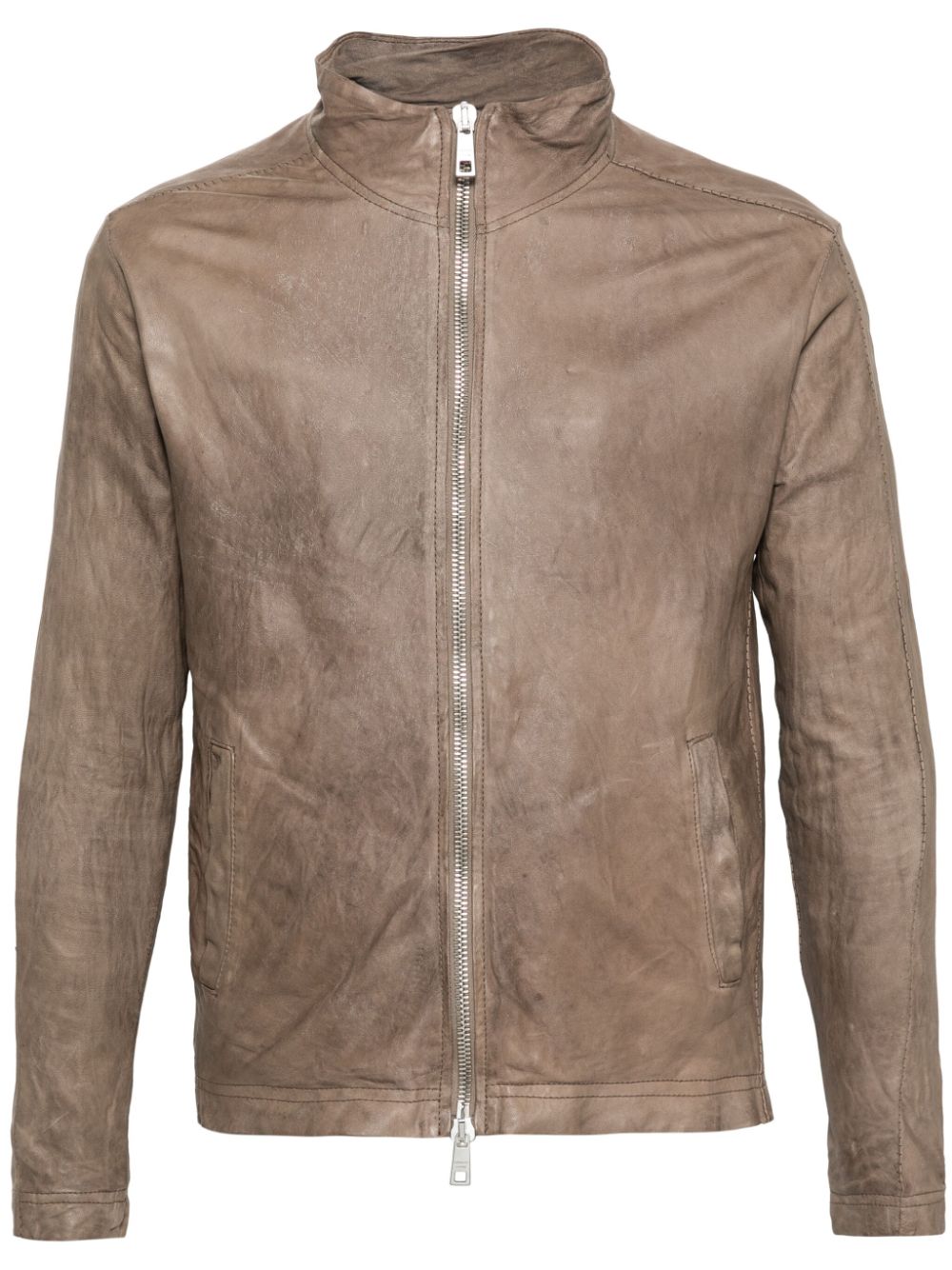 Giorgio Brato Zipped Leather Jacket In Brown