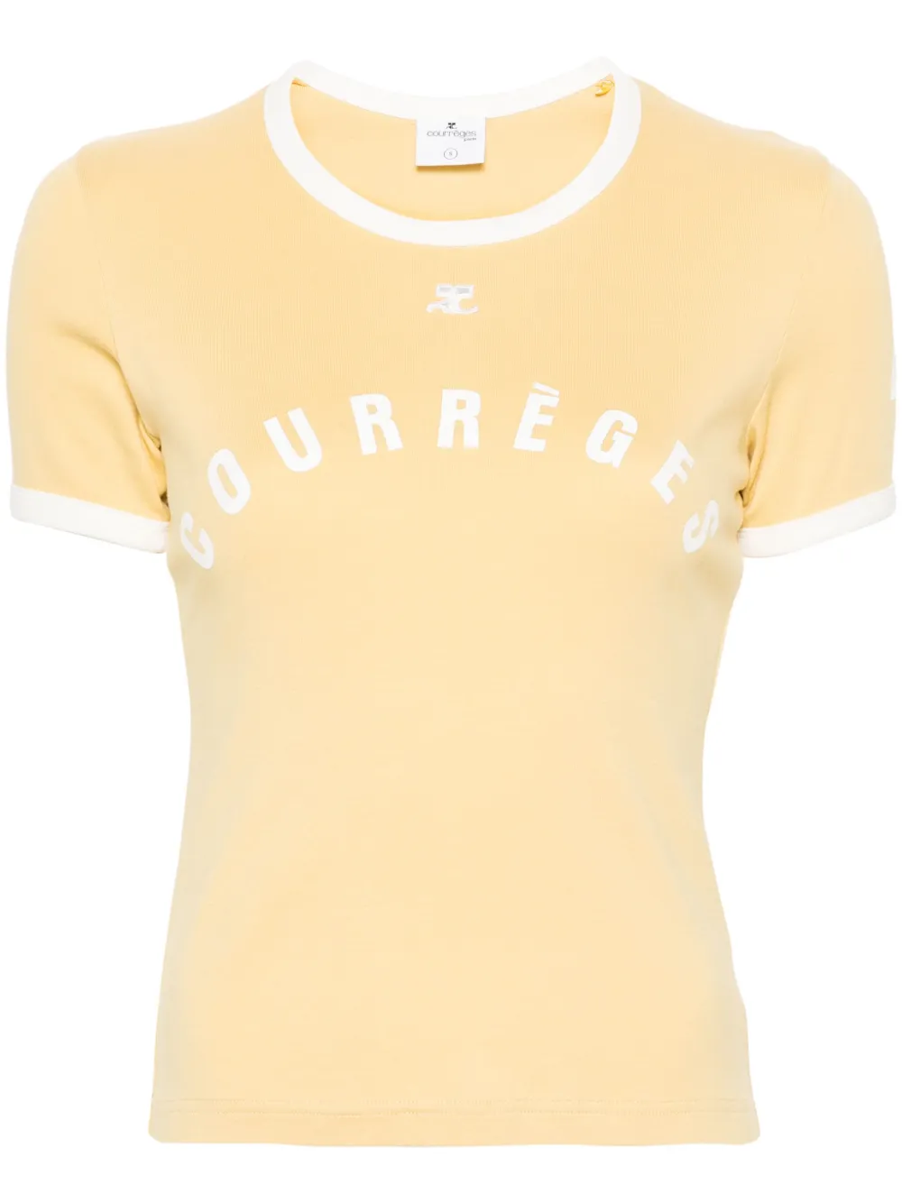 Shop Courrèges Logo-print Cotton T-shirt In 黄色