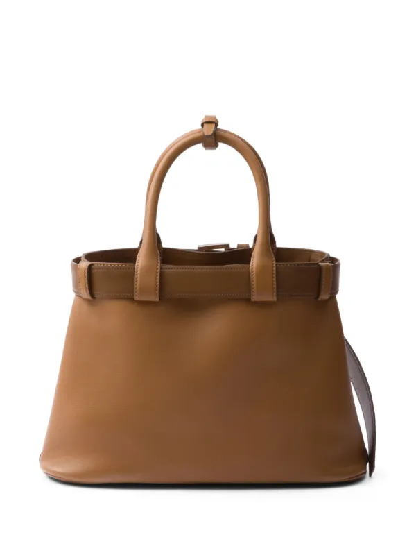 【関税＆送料込み】Prada Medium Belted Leather Handbag Prada Medium Belted Leather Handbag | Brown | FARFETCH