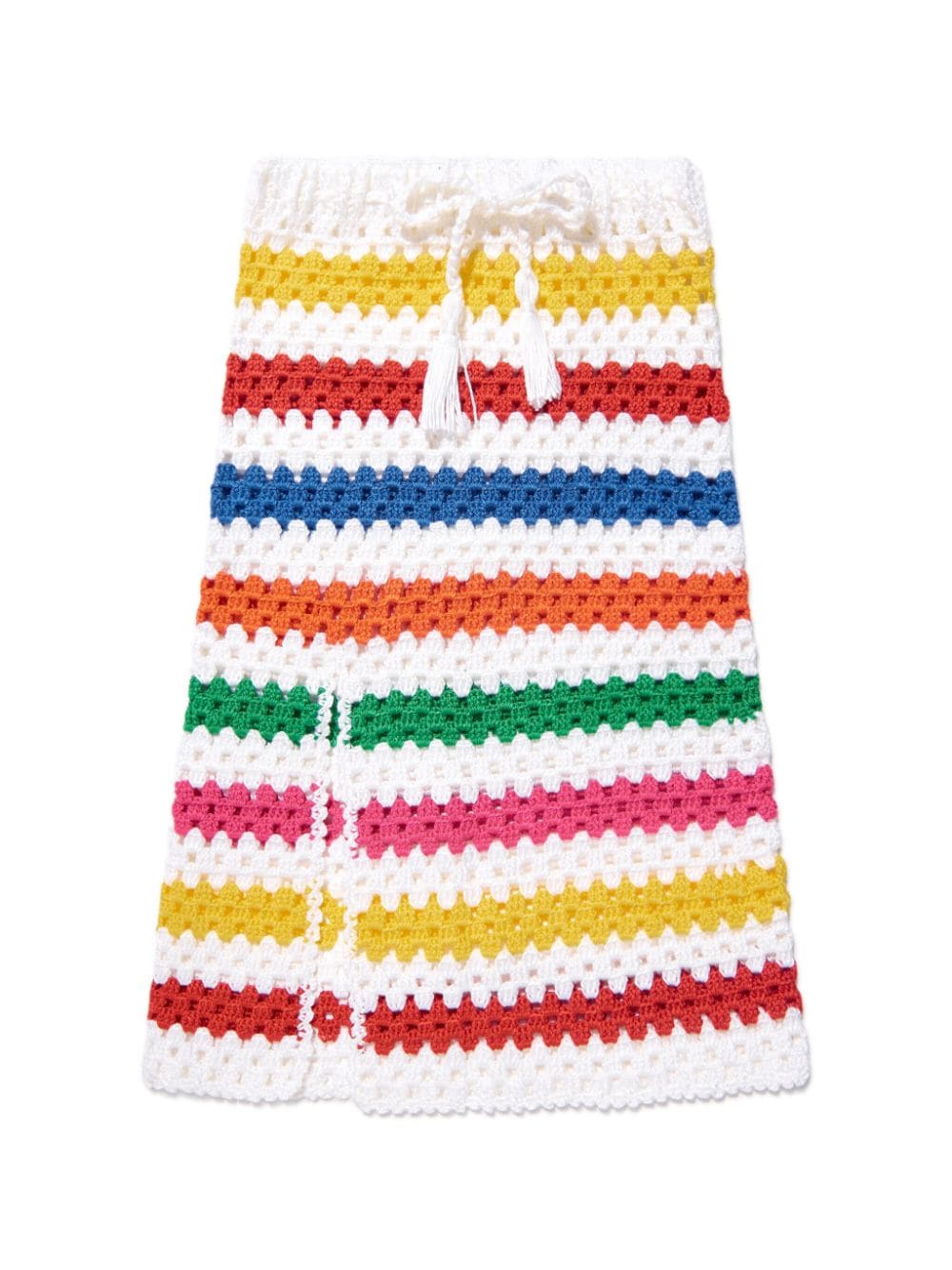Nessi Byrd Teen Girls White Stripe Crochet Beach Skirt In Ivory