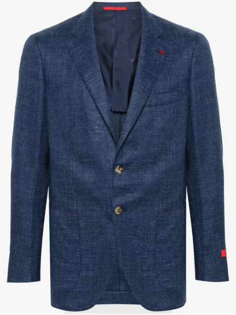 Isaia blazer con efecto melange y detalle de broche