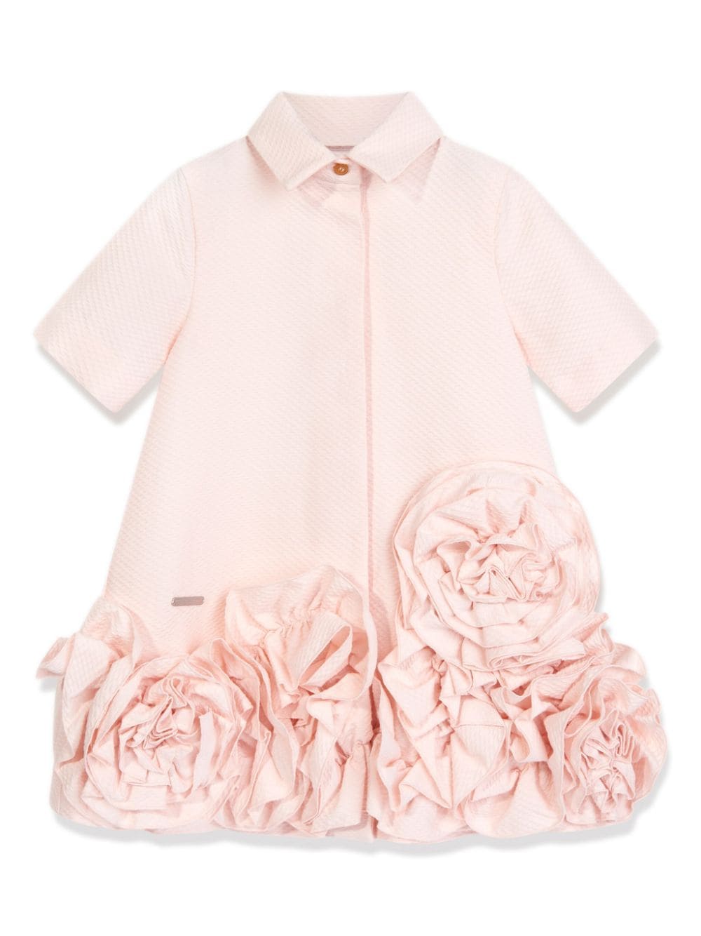 Jessie And James Kids' Floral-appliqué Cotton Shirtdress In Pink