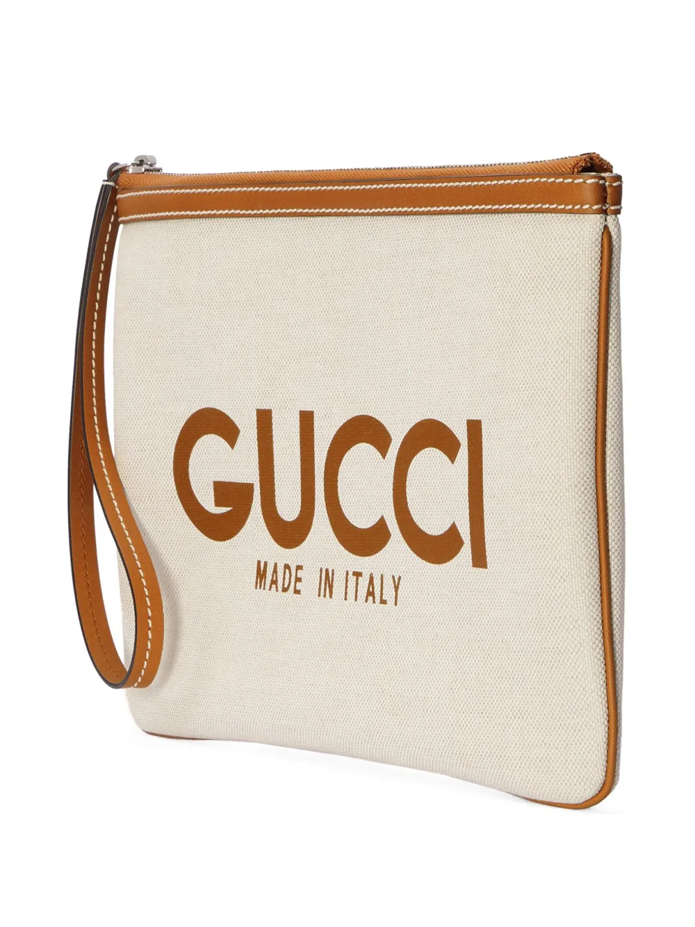 Gucci Logo-print Canvas Clutch Bag In Neutrals