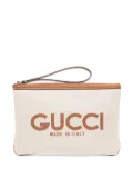 Gucci logo-print canvas clutch bag - Neutrals