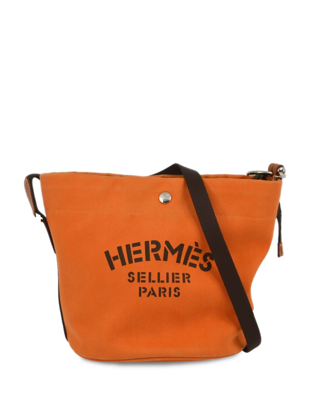 Pre-owned Hermes Sac De Pansage Logo印花单肩包（2012年典藏款） In Orange