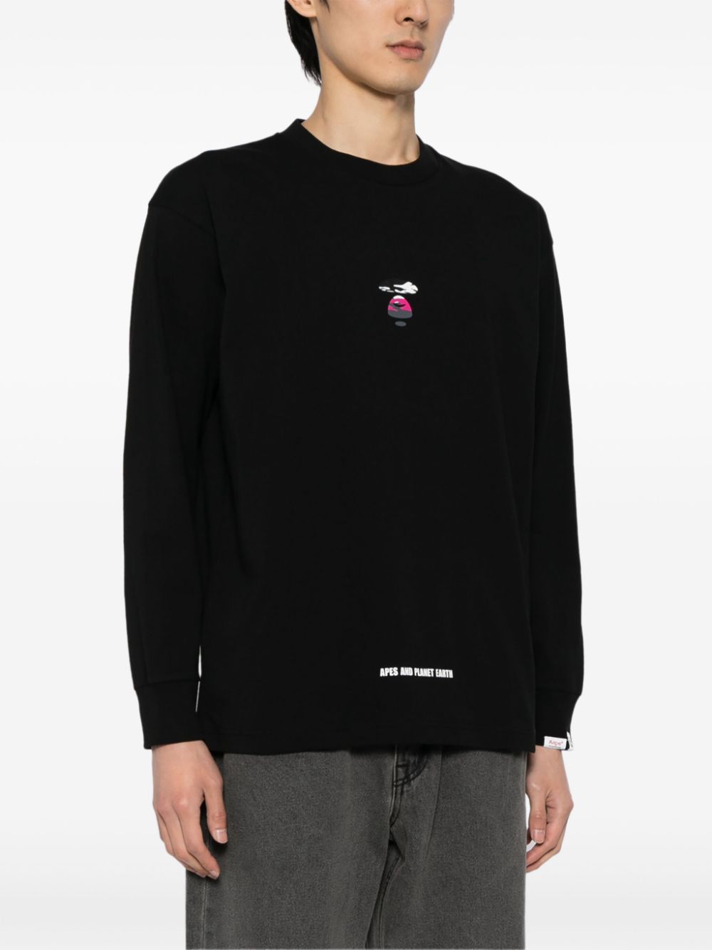 Shop Aape By A Bathing Ape Logo-print Cotton Sweatshirt In Black