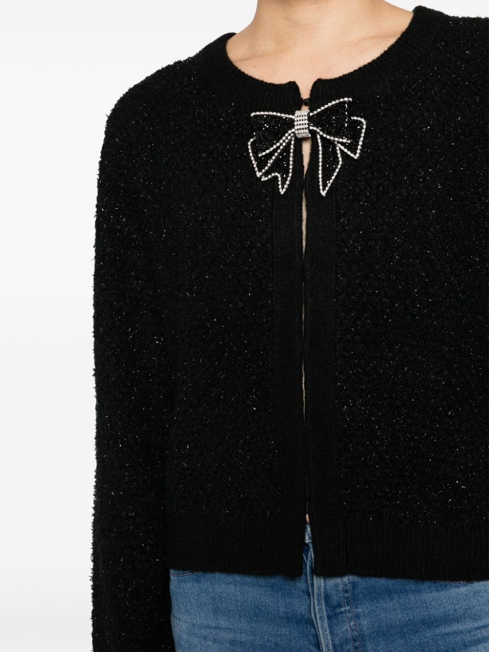 Shop B+ab Bow-embellished Cardigan In Black