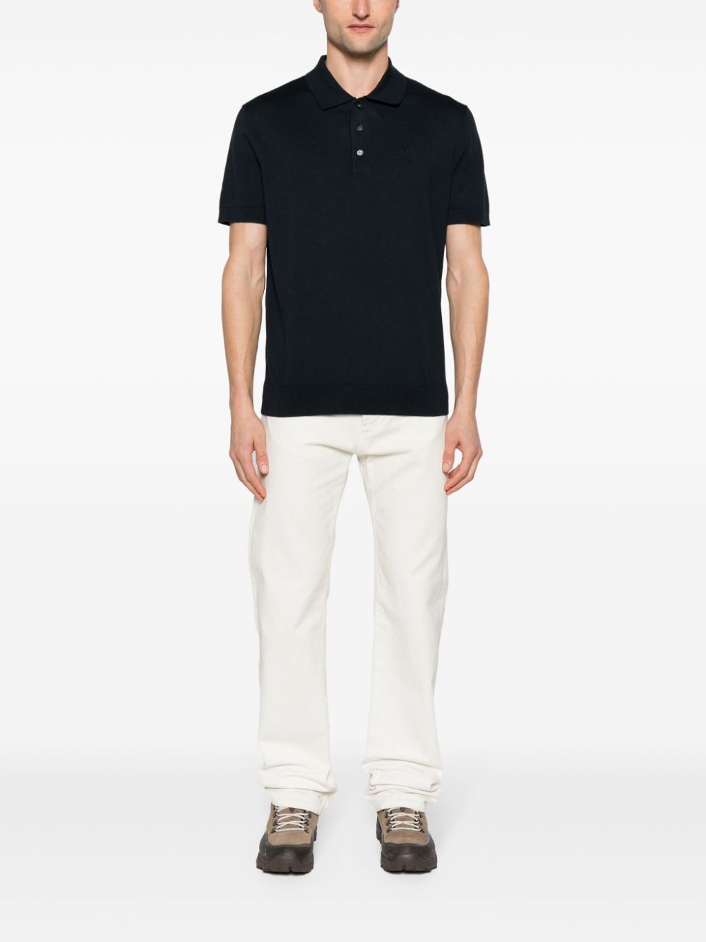 A.P.C. short-sleeve knitted polo shirt - Blauw