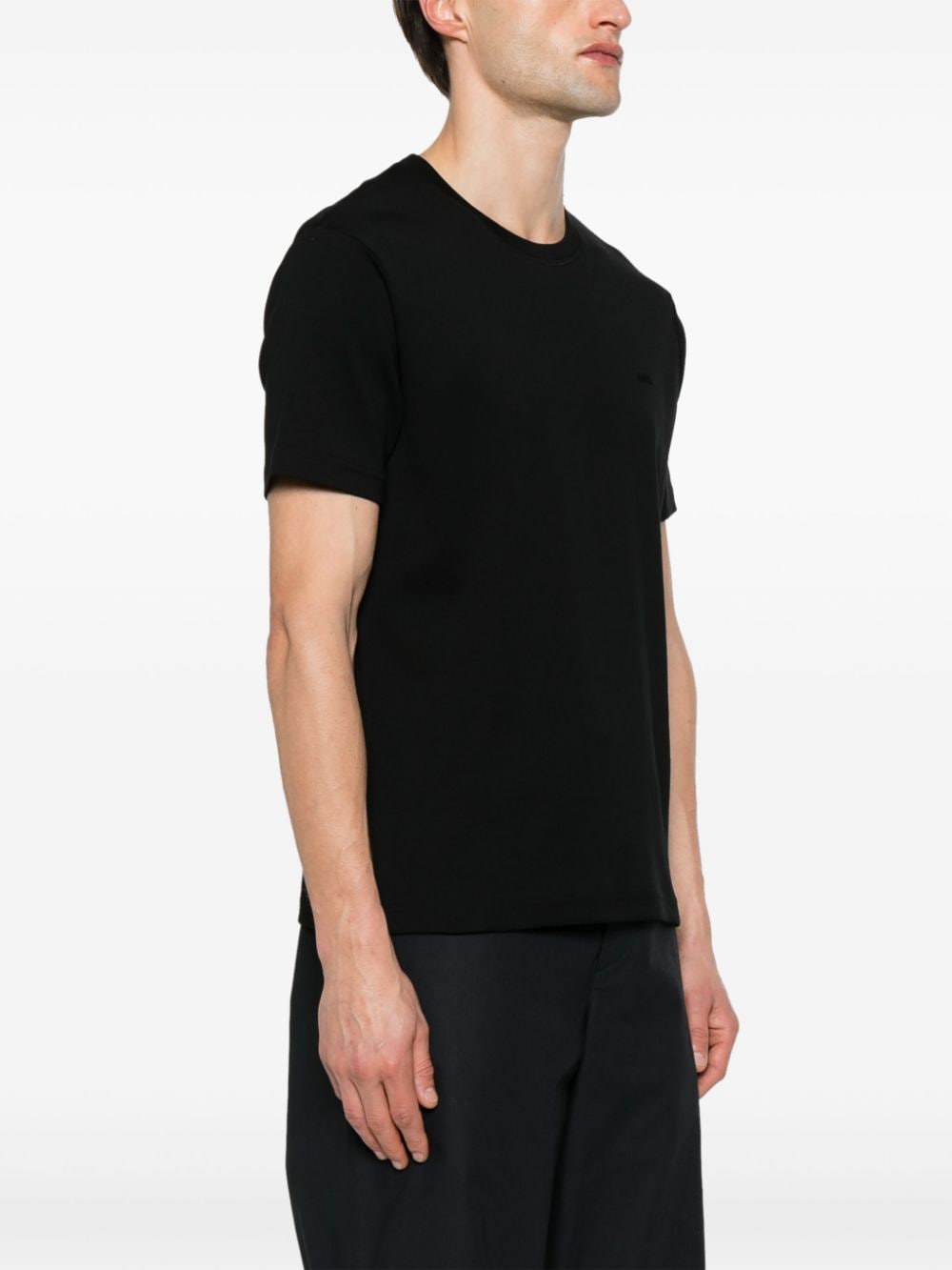Shop Apc Flocked-logo Cotton T-shirt In Black