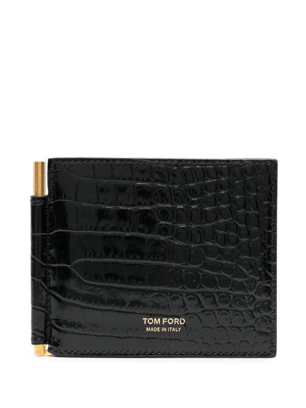 Shop Tom Ford Crocodile-embossed Leather Wallet In Black