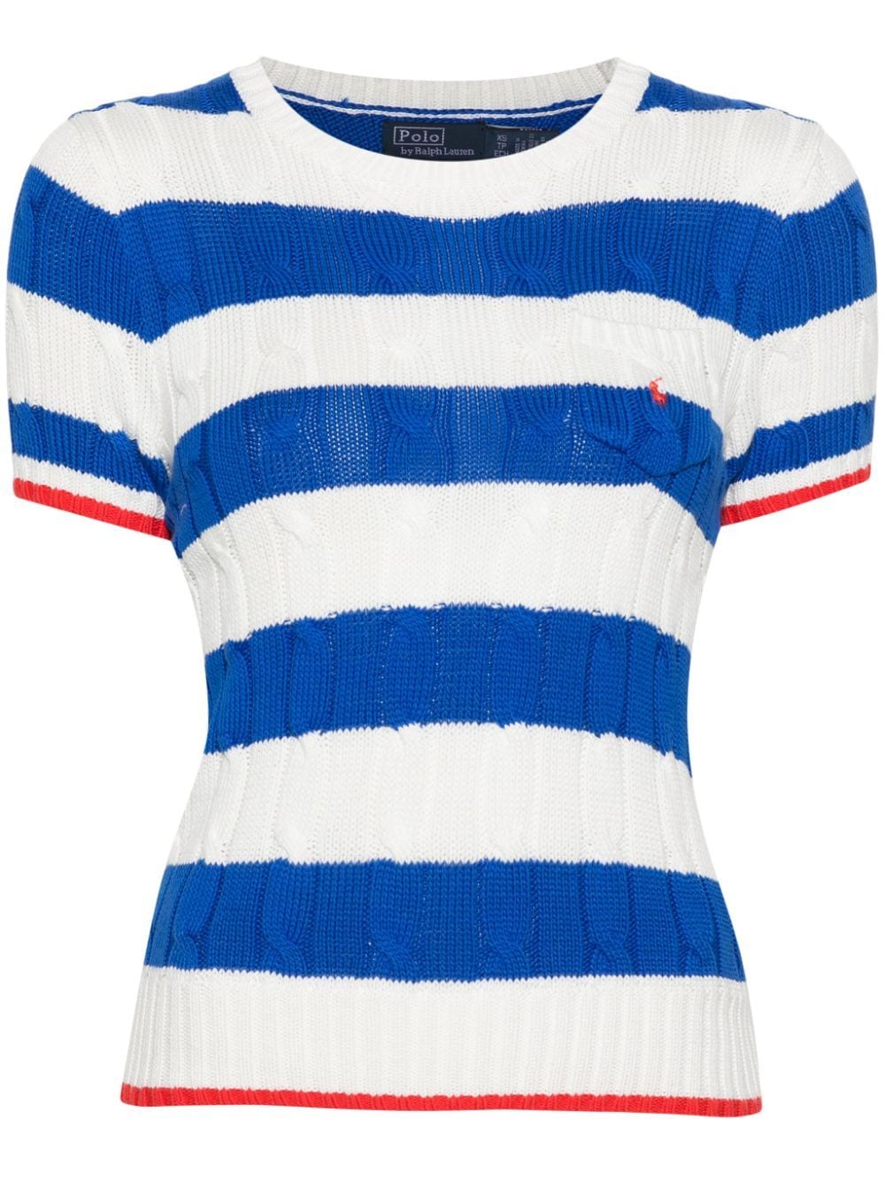 POLO RALPH LAUREN STRIPED CABLE-KNIT TOP