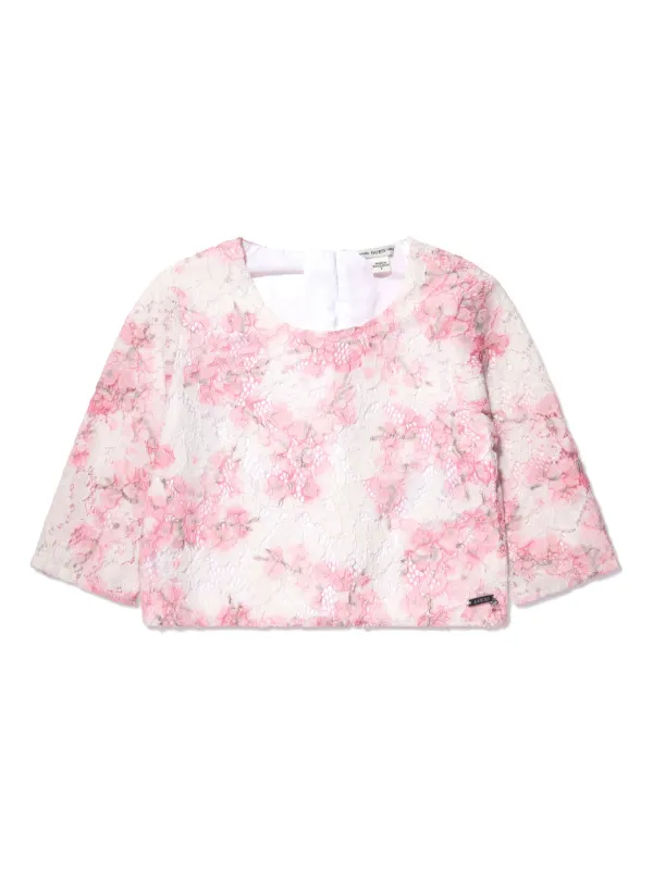 Guess Kids Top Corto In Pizzo a Fiori Rosa FARFETCH IT